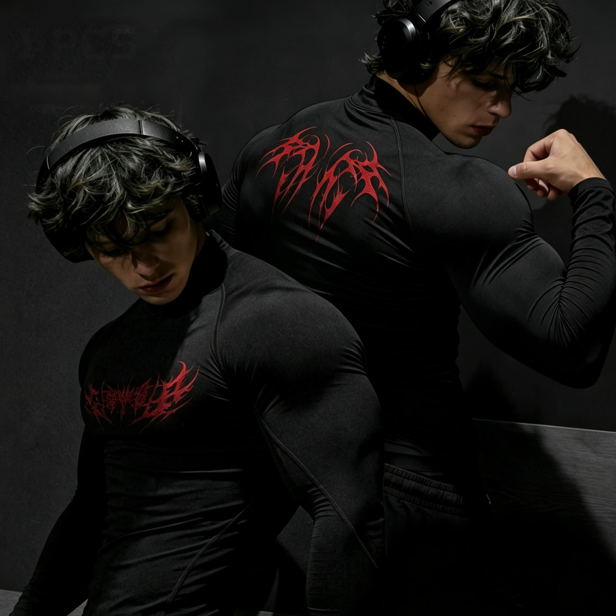 Base Layer Top - Панк-футболка с абстрактным принтом в виде